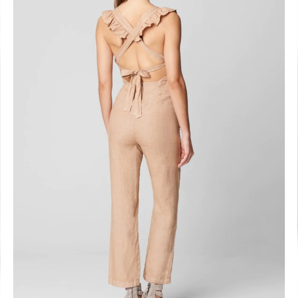 NWT Blank NYC Going Steady Ruffle Tank Linen Jumpsuit sz XS